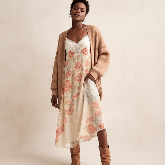 Free People Floral High Low Dress in Pink and Cream - Picture 16 of 16